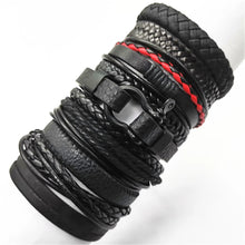 10 Pcs/set Black Wrap Woven Handmade Leather Bracelets