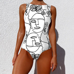 One Piece Exotic Print Bathing Suit