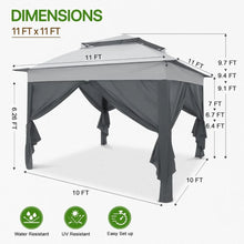 11x11 Pop-up Instant Gazebo Tent with 4 Sidewalls with Carry Bag Stakes and Ropes
