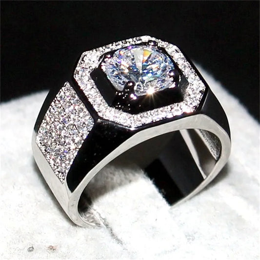 925 Sterling Silver Round 2ct Simulated Diamond Ring