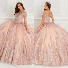 Cold Shoulder Beaded Floral Quinceanera Dress