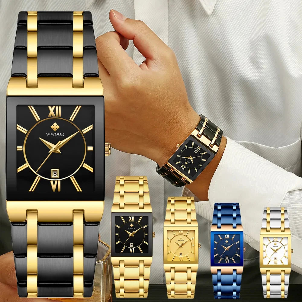 WWOOR Quartz Square Face Geneva Design Wrist Watch
