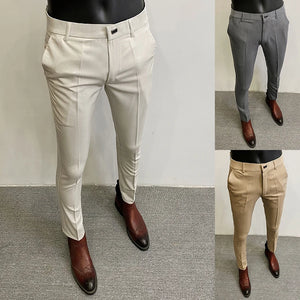 Slim Fit Solid Color Dress Pants