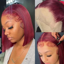 Peruvian Burgundy HD Transparent Short Bob Human Hair Wigs
