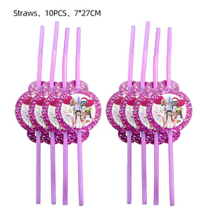 Pink Robloxed Theme Birthday Party Decorations Tableware Balloons Cups Plates Banner Backdrop Set