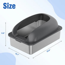 24in Stainless Steel Cat Litter Box with Lid Anti-Urine Leakage Scoop and Mat Included