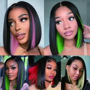 Black To Red Bob Wig Straight Shoulder Length