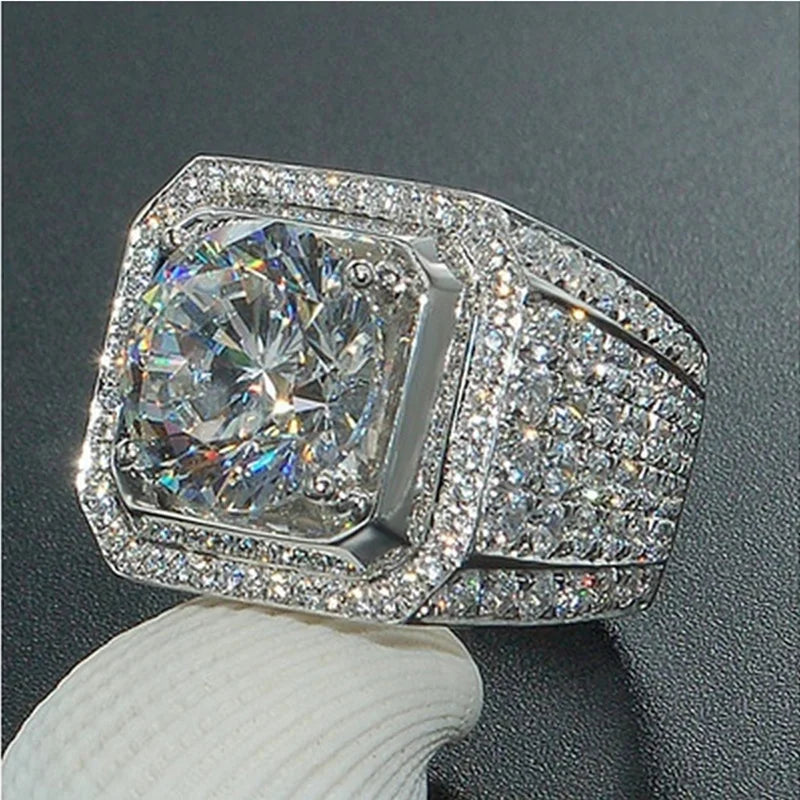 925 Sterling Silver Ring With Zircon Crystals