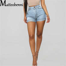 High Waist Stretch Denim Shorts