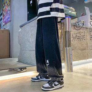 Smile Print Baggy Wide Leg Oversize Jeans