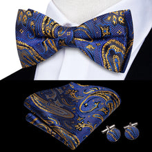Solid Silk Bow Tie Hanky Cuff Links Set
