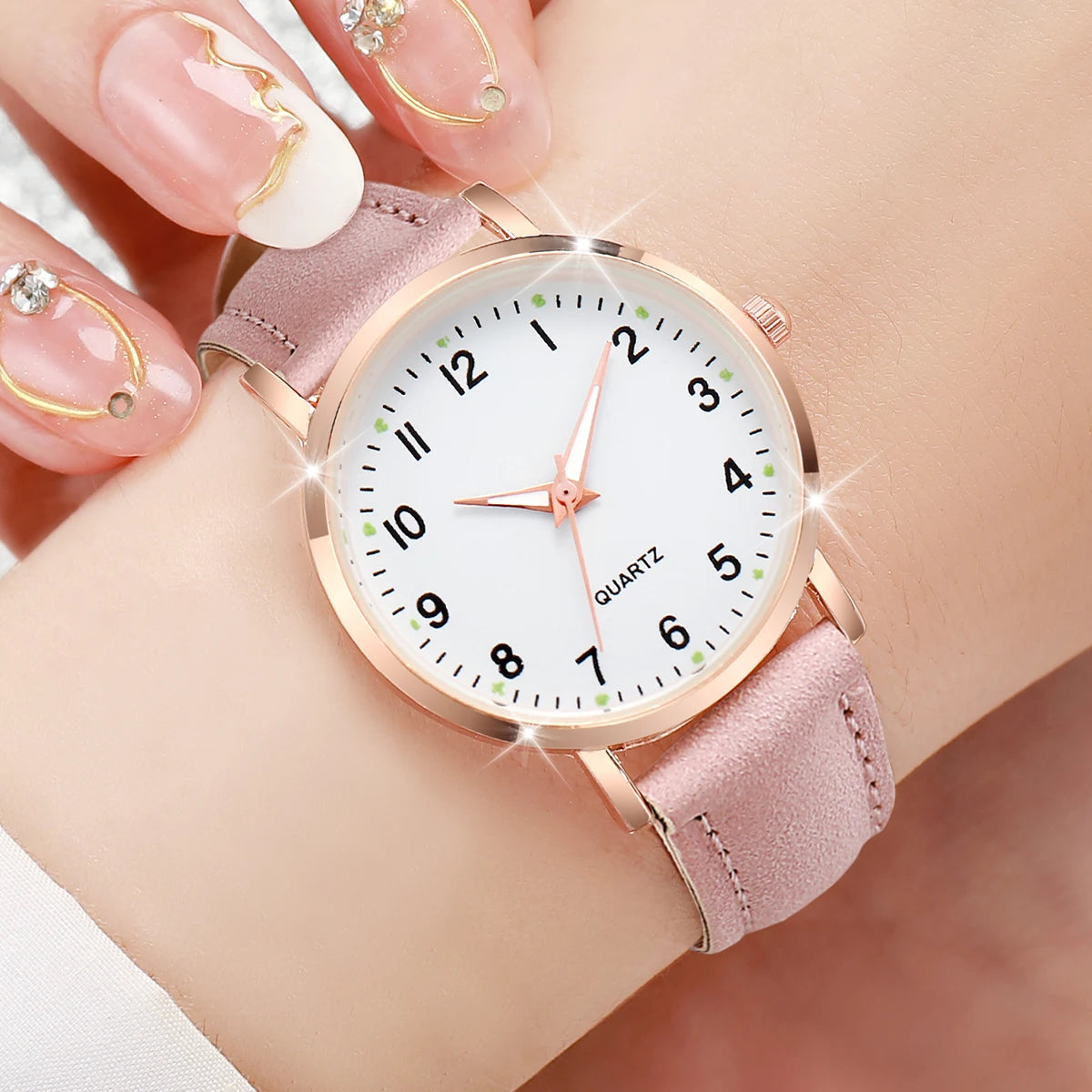 Casual Arabic Dial Leather Band Quartz Watch