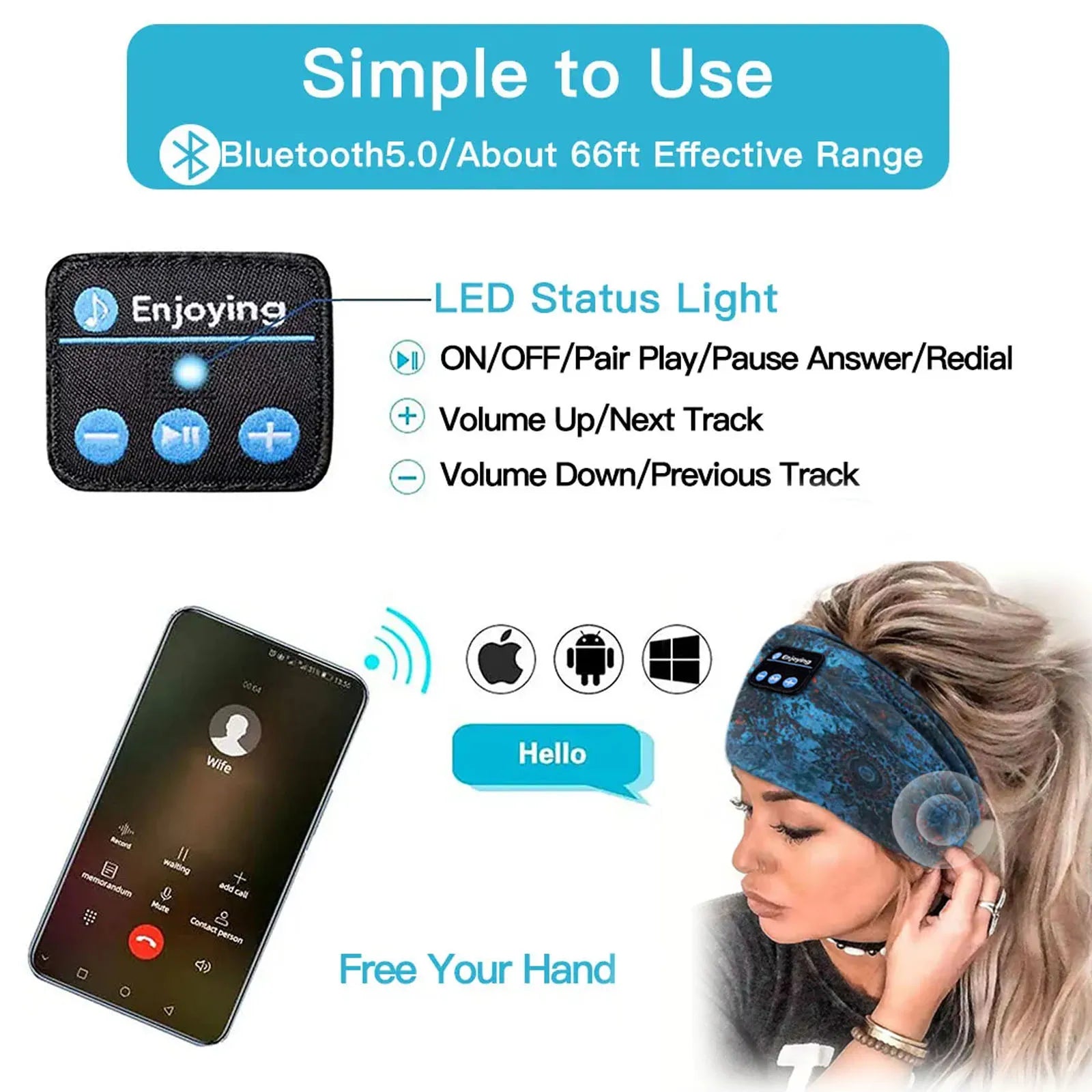 Bluetooth Elastic Wireless Headphones