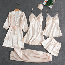 6PC Satin Sleep Pajamas Gown Set