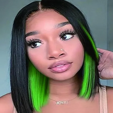 Black To Red Bob Wig Straight Shoulder Length