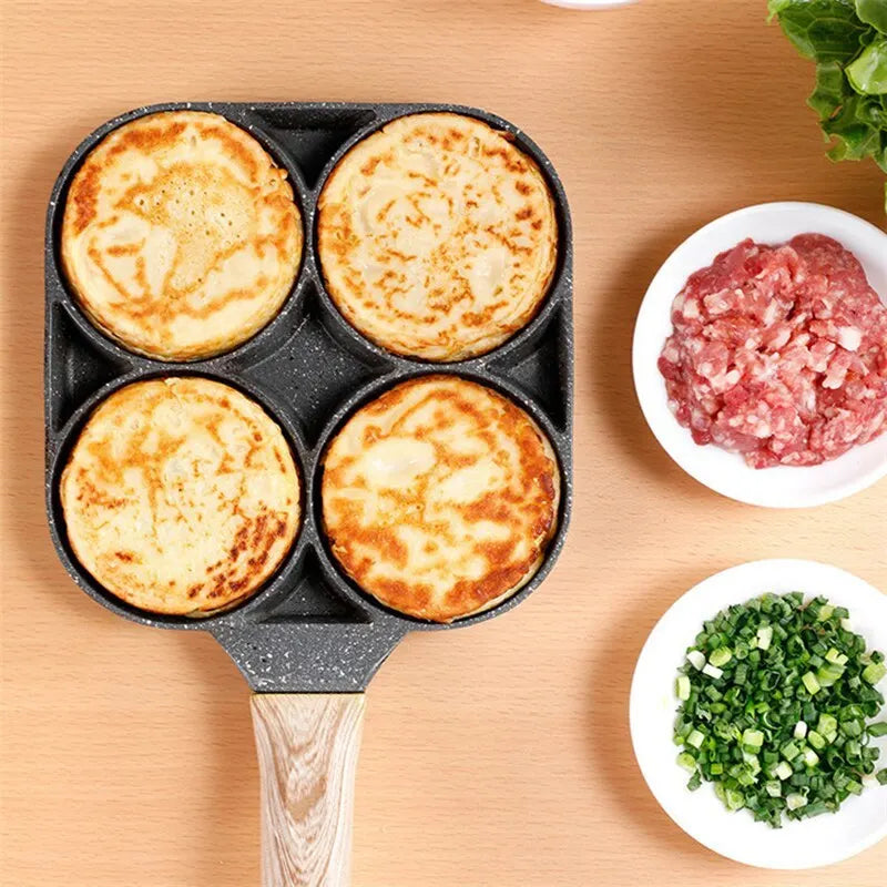 2/4-Hole Frying Pot Pan Thick Non-stick