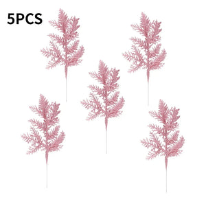 10/5Pcs Artificial Plants Pine Branches Christmas Glitter