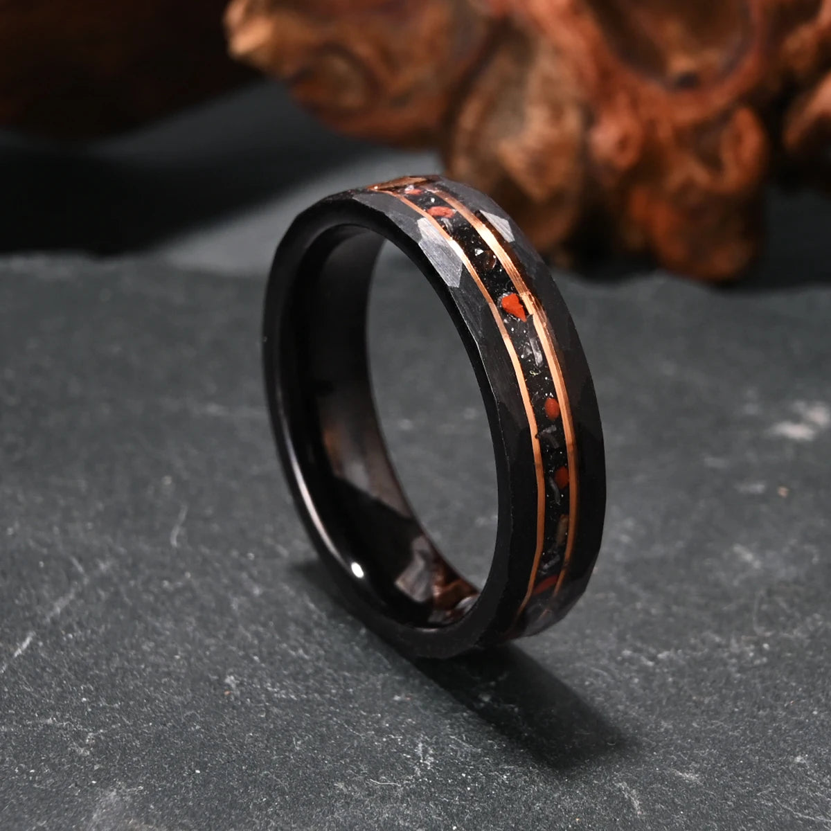 Tungsten Carbide Meteorite Dinosaur Bone Wedding Bone
