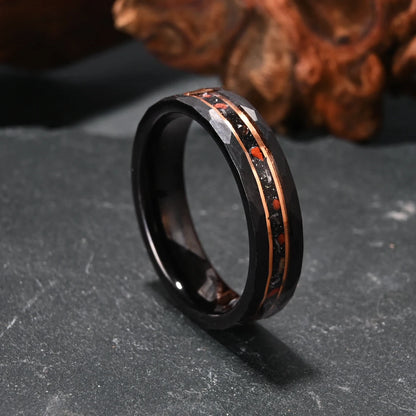 Tungsten Carbide Meteorite Dinosaur Bone Wedding Bone