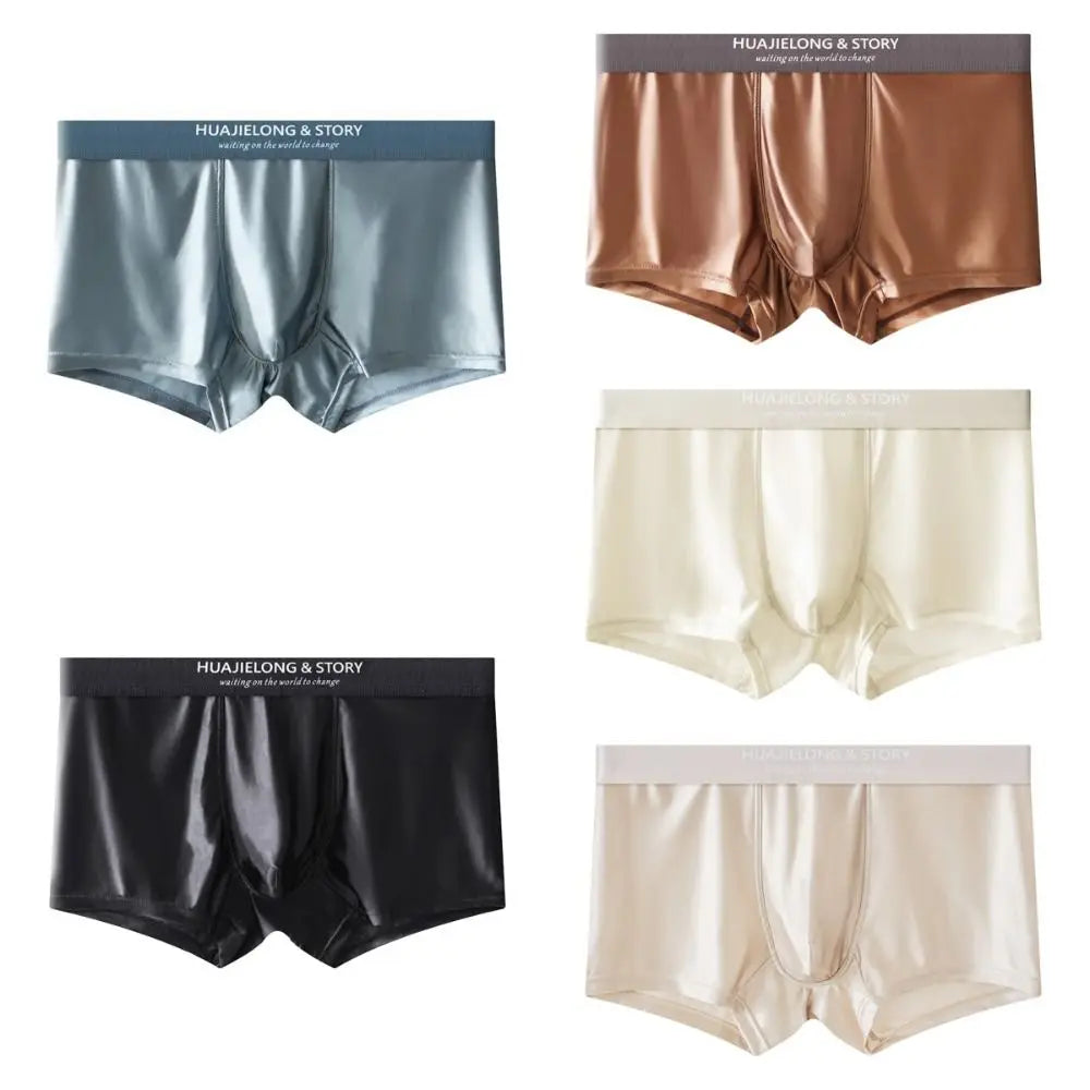 Breathable Thin Satin Seamless Mid Waist Boxers