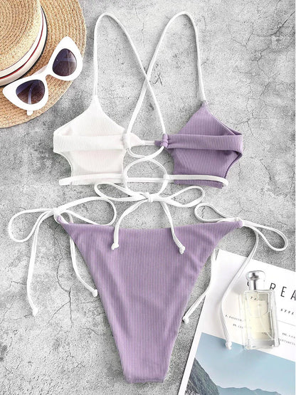 Brazilian Two-piece Two-tone Swimsuit