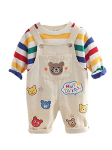Half-sleeve Top and Overalls 2Pcs Set
