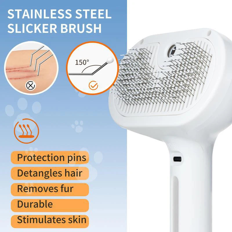 Pet Steam Massage Brush Safe Round Head Soft Teeth Spray Removal Comb