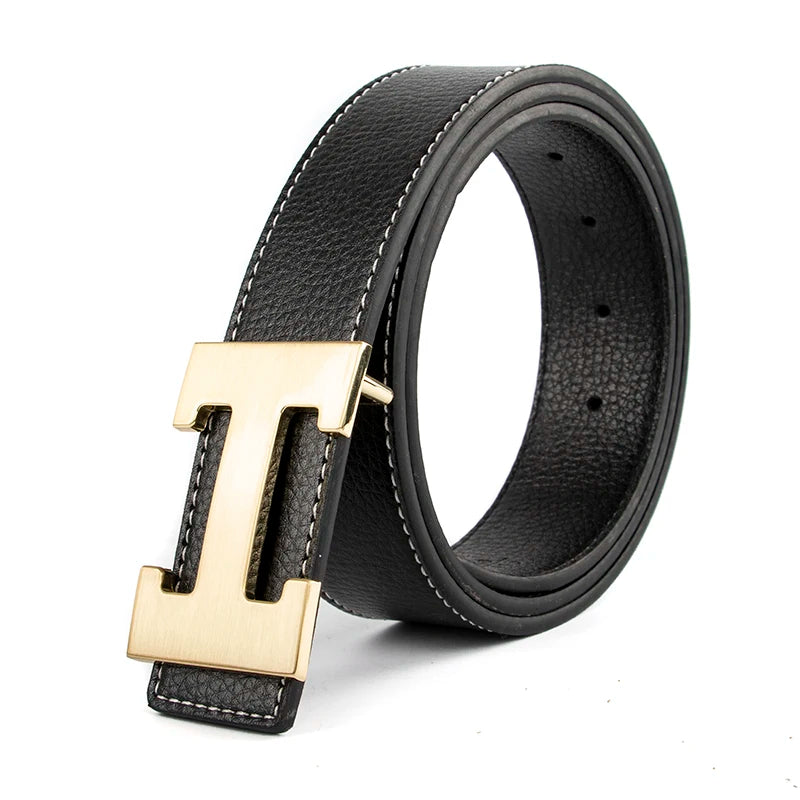 Designer Pin Buckle Genuine Leather H Belt