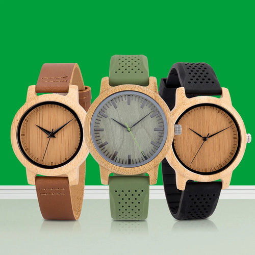 BOBO BIRD Wood Quartz Analog Bamboo Wooden Wristwatch