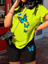 Summer Butterfly Print T-shirt + Shorts Set