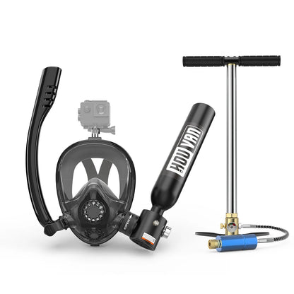 HOUVAN Full Face Mask with Mini 0.5L Scuba Diving Tank And Hand Pump