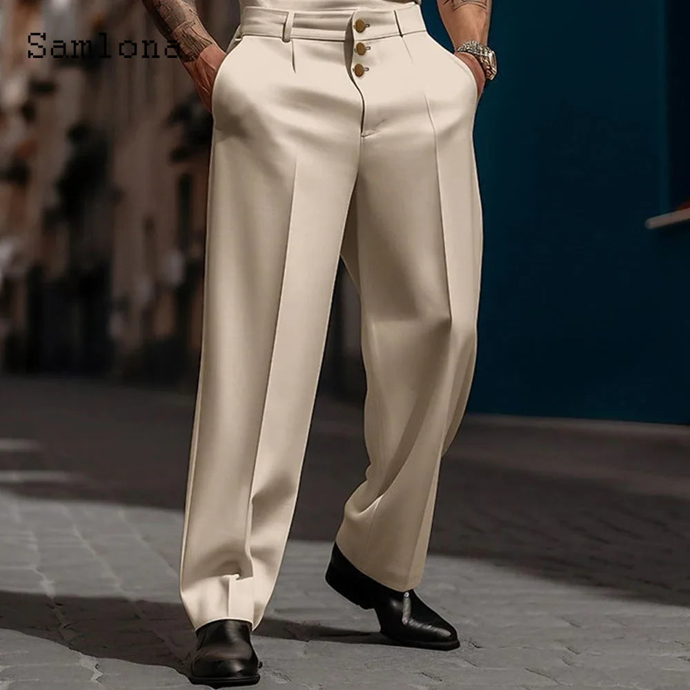 Elegant Wide Leg Solid Color Dress Pants