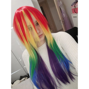 HAIRJOY Synthetic Rainbow Multi Color Heat Resistant Wig