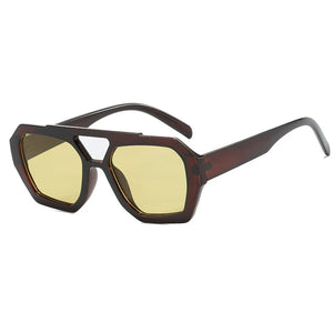 Thick Frame Double Bridge Polygon Sunglasses