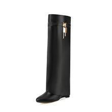 Lock Metal Buckle Knee High Boots