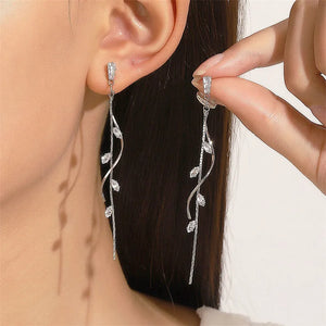 Long Crystal Tassel Earrings For Women