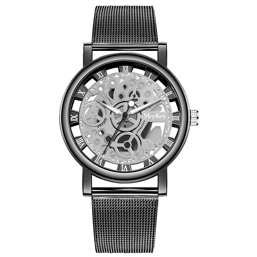 Hollow Skeleton Faux Mechanical Mesh Quartz Wrist Watch