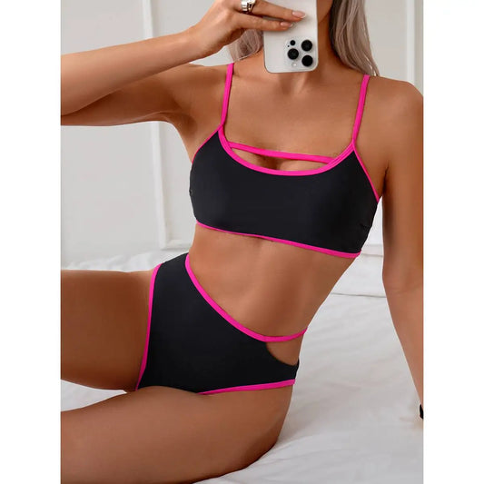 Cikini Backless Color Blocked Bikinis Set