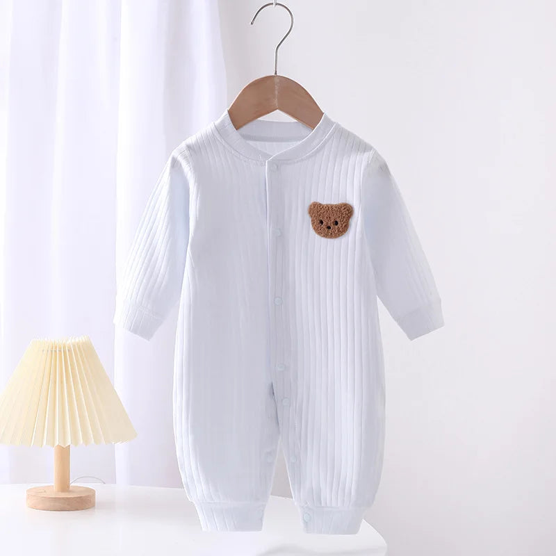 Solid Color Bear Print Onsie
