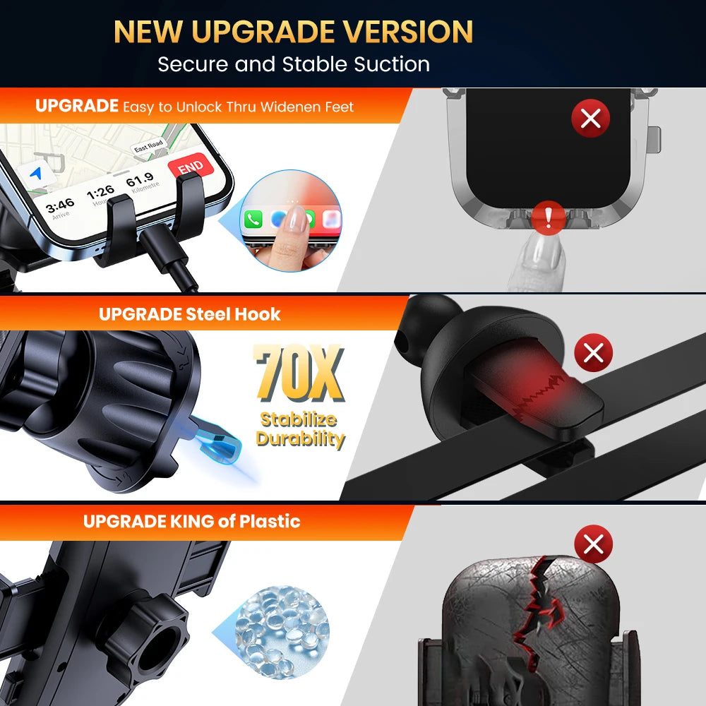 TOPK Car Phone Holder Upgraded Metal Hook