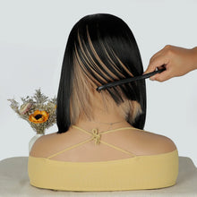 Black To Red Bob Wig Straight Shoulder Length