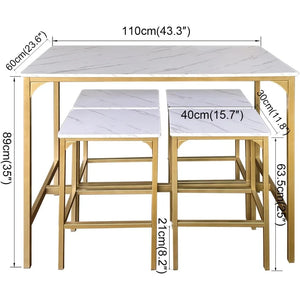 5-Piece Bar Table Set with 4 Stools