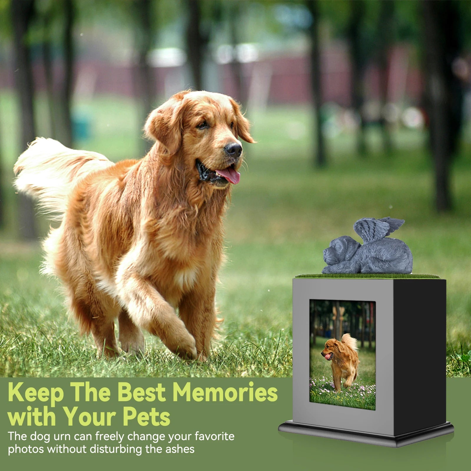 Large Cremation Photo Box Wood Keepsake Memorial Urn