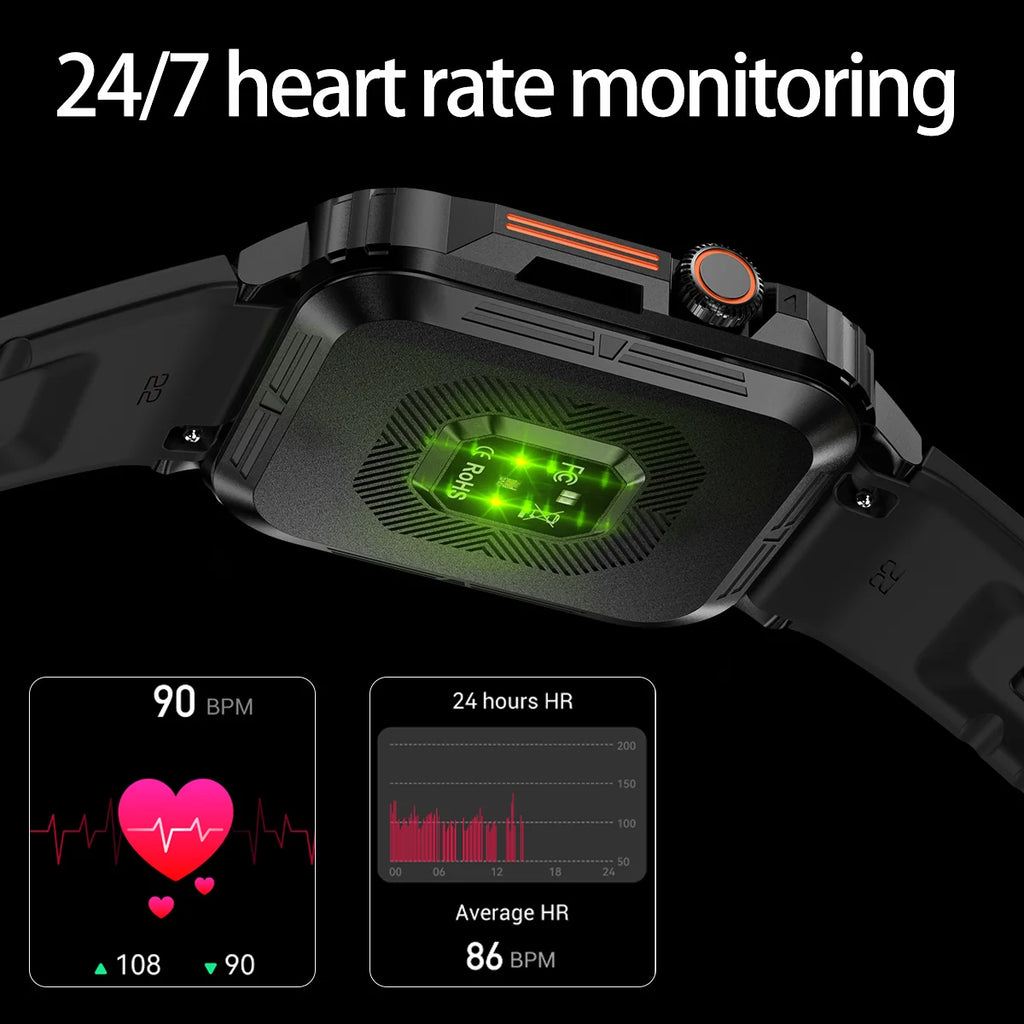 SENBONO 1.95" HD Screen Bluetooth Call 24/7 Heart Rate Monitor Smartwatch
