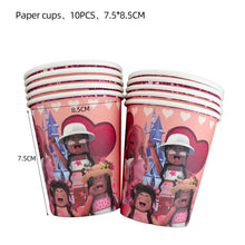 Pink Robloxed Theme Birthday Party Decorations Tableware Balloons Cups Plates Banner Backdrop Set