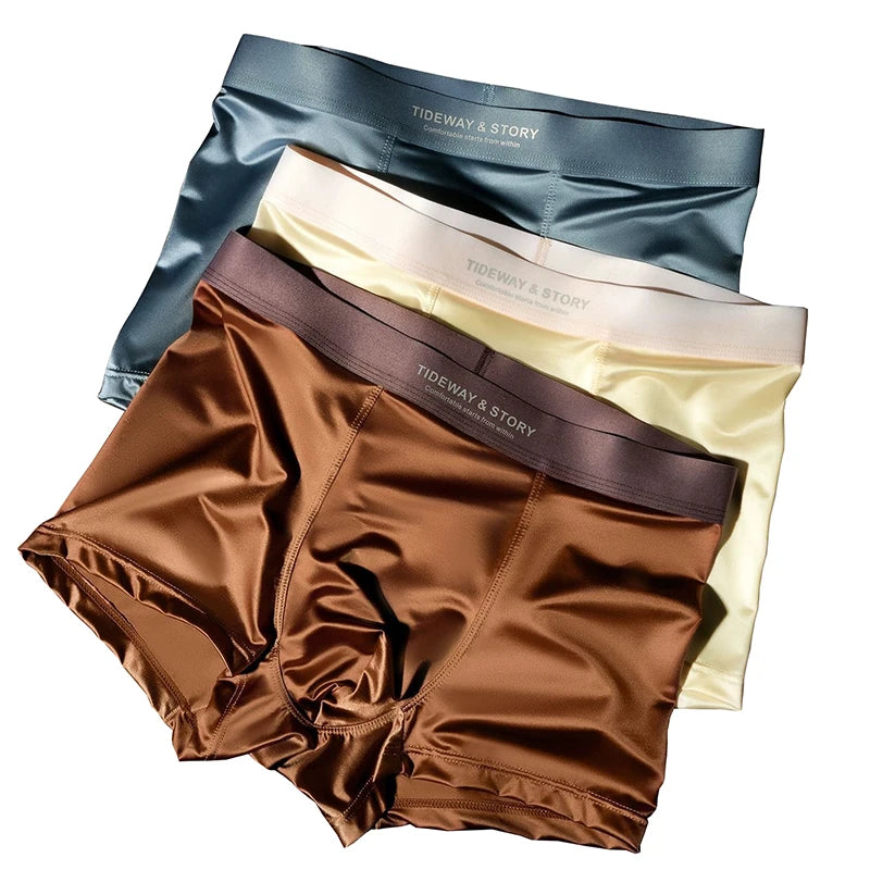 4PCS Light Satin Silk Breathable Boxers