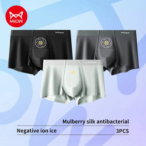 MiiOW 3pcs Breathable Seamless Boxer Shorts