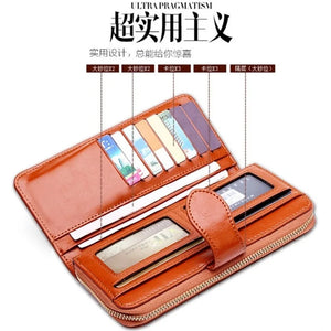 Stylish Oil Wax Coated Zippered Clutch