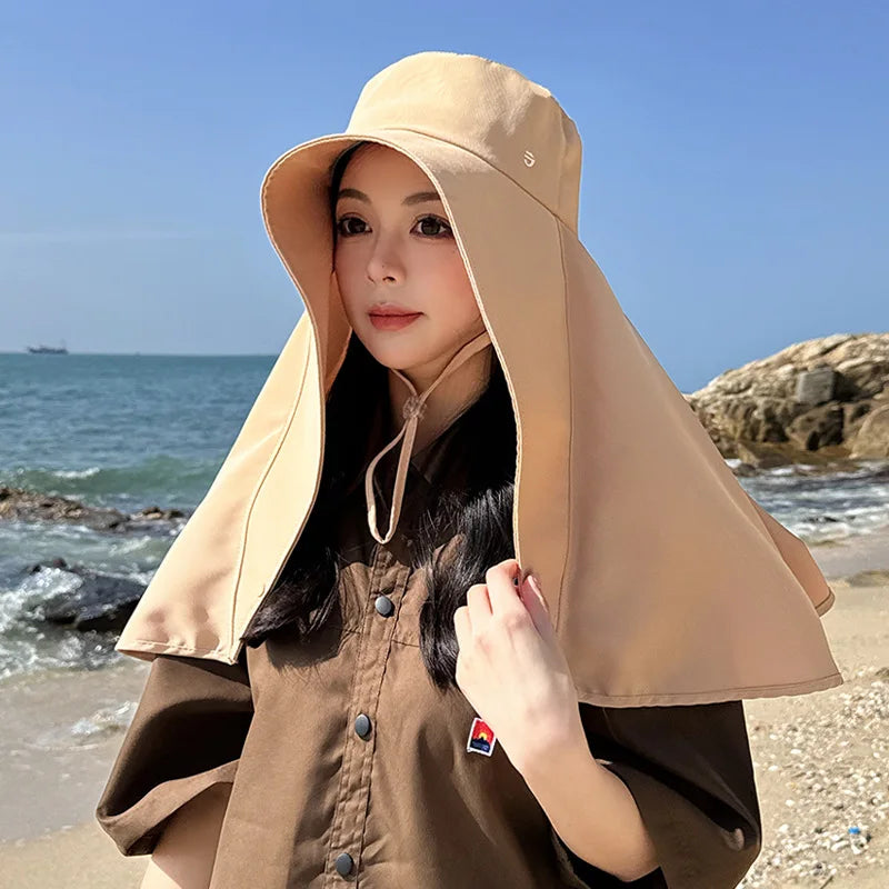 Shawl Neck Protection Integrated Sun Hat