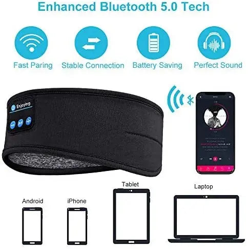 Bluetooth Thin Soft Elastic Comfortable Wireless Headband  Headset